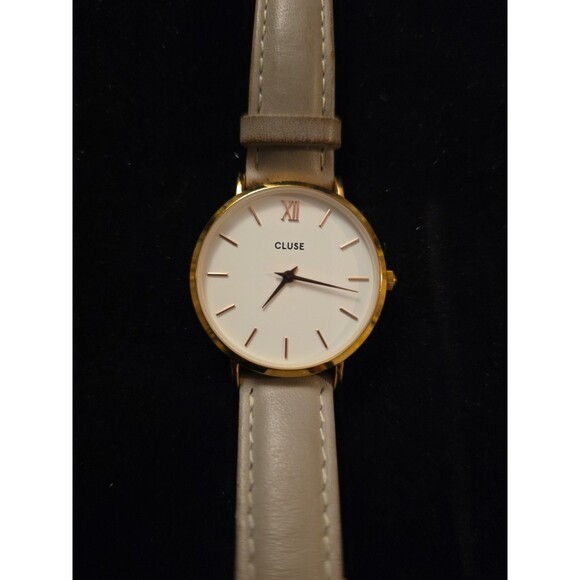 CLUSE Women\'s Watch Minuit Gray Leather Gold Authentic (Needs New Battery) main image 8